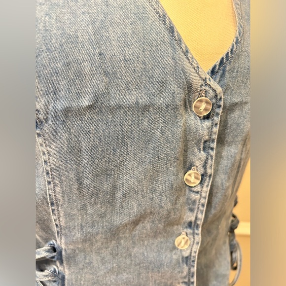 BBJ Los Angeles Denim Vest Waistcoat Blue Jean Large - Picture 3 of 6